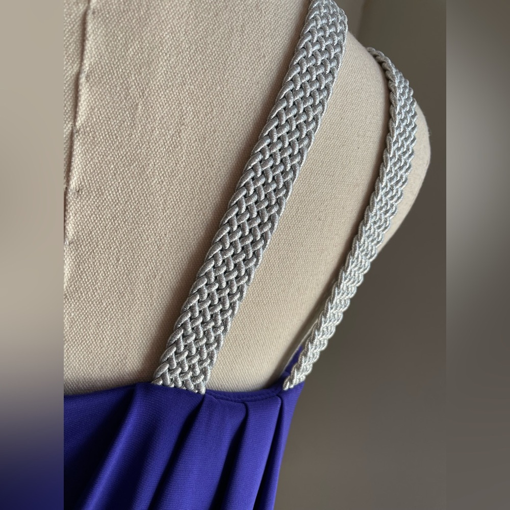S Badgley Mischka Dress, Mack & James. One Shoulder Purple View 3